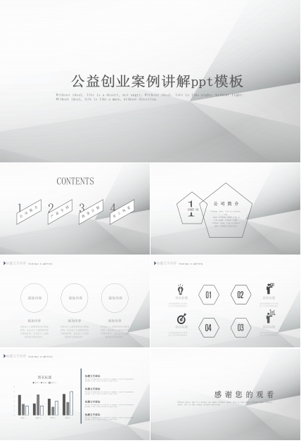 公益创业案例讲解ppt模板