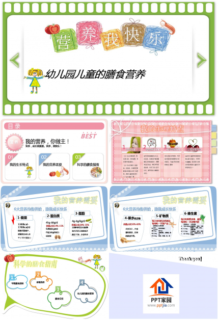 幼儿园膳食营养健康ppt模板