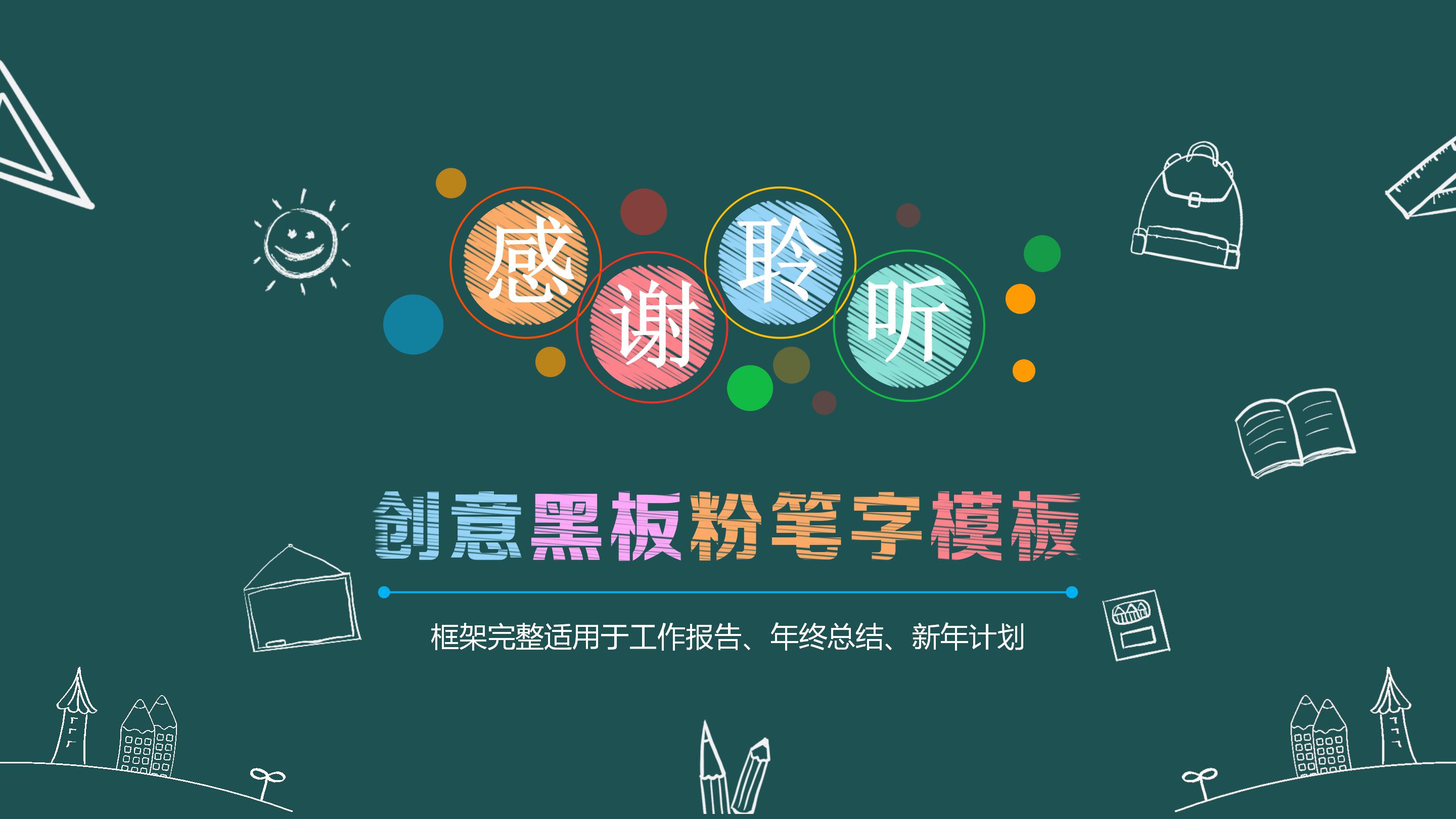 创意黑板粉笔字ppt模板