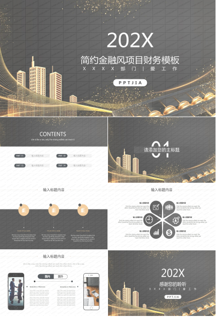 202X简约金融风项目财务报告ppt模板