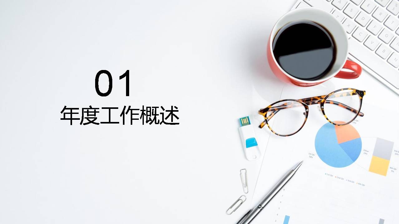 清新办公桌面工作总结ppt模板