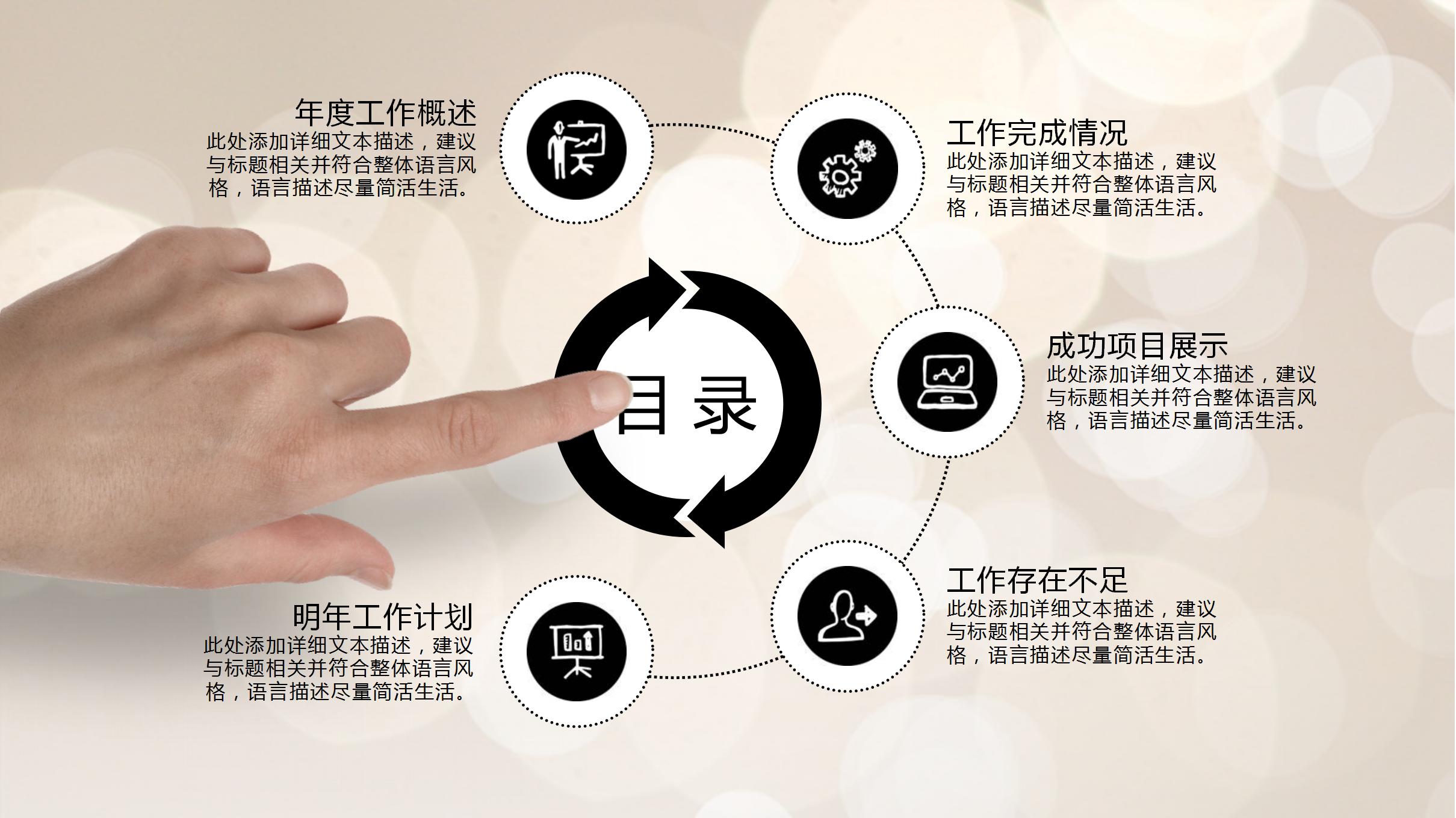 金色商务风年终工作总结汇报ppt模板