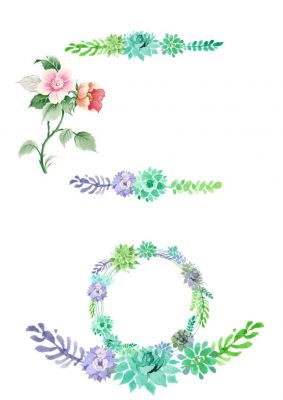 水彩花环ppt素材