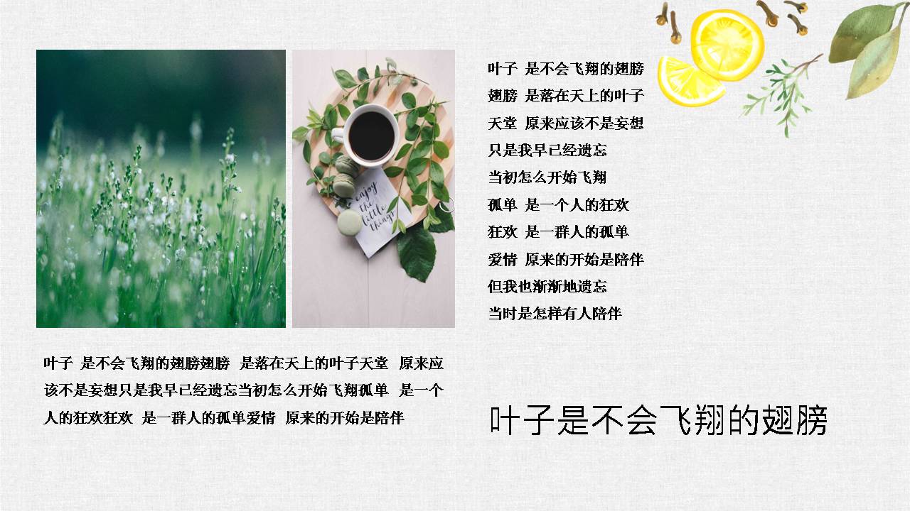 森系叶子ppt模板