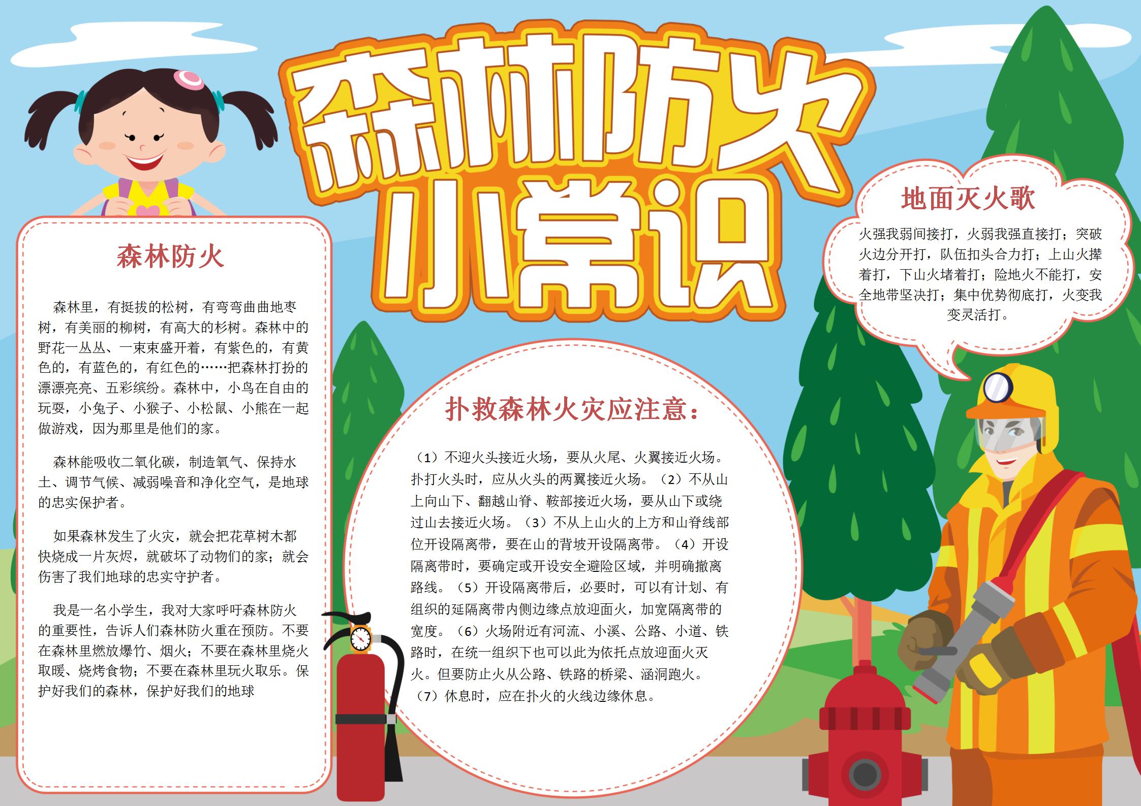 森林防火小常识手抄报