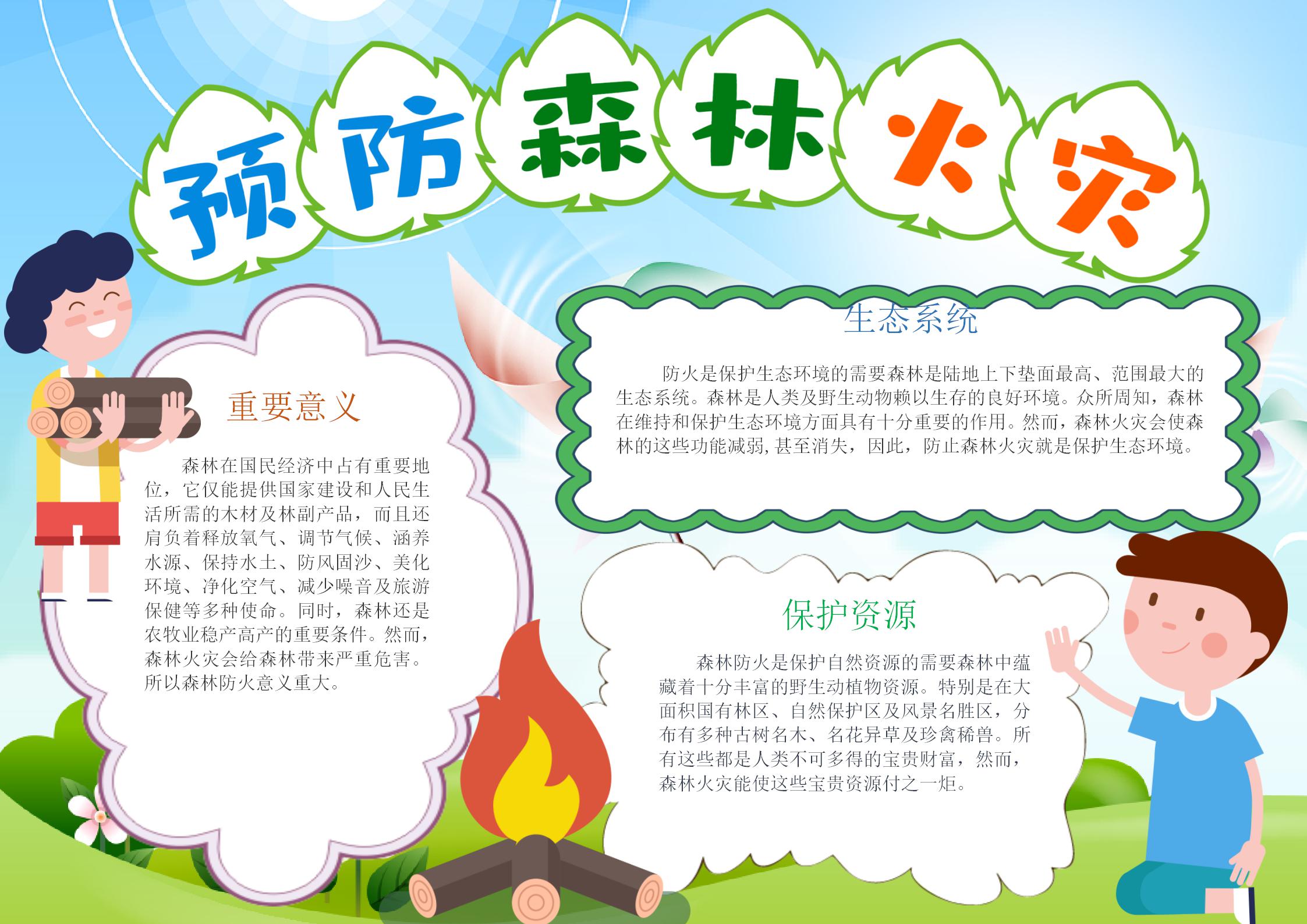预防森林火灾手抄报