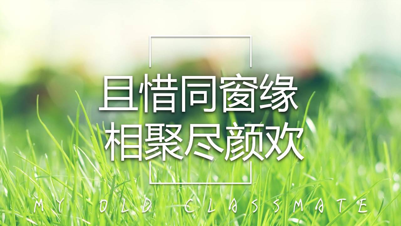 清新绿色的花草毕业纪念册ppt模板