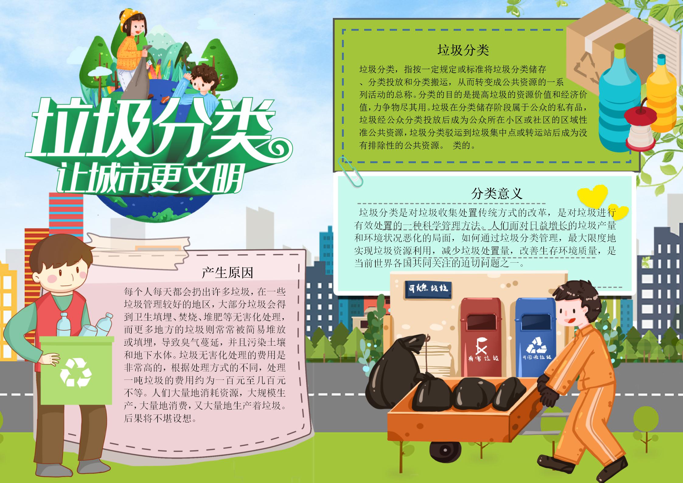 垃圾分类小报手抄报