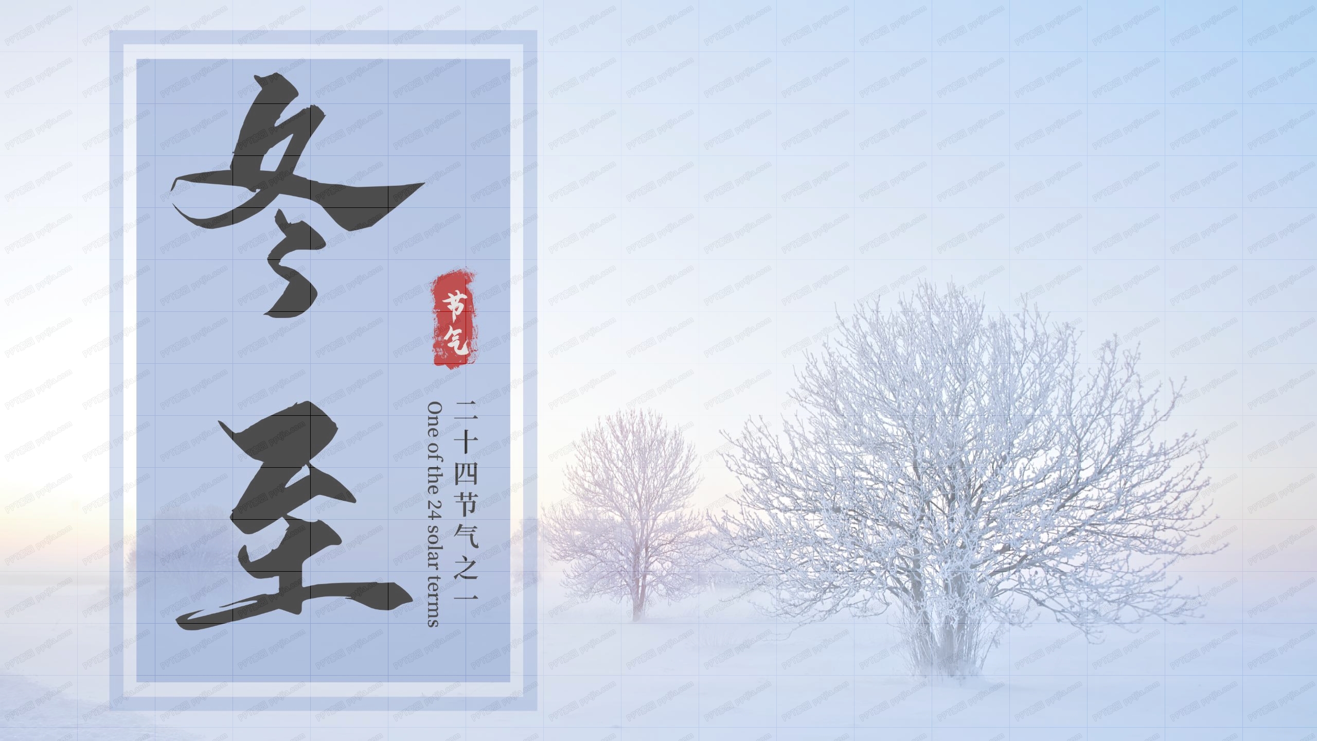 简约文艺风冬至二十四节气通用ppt模板