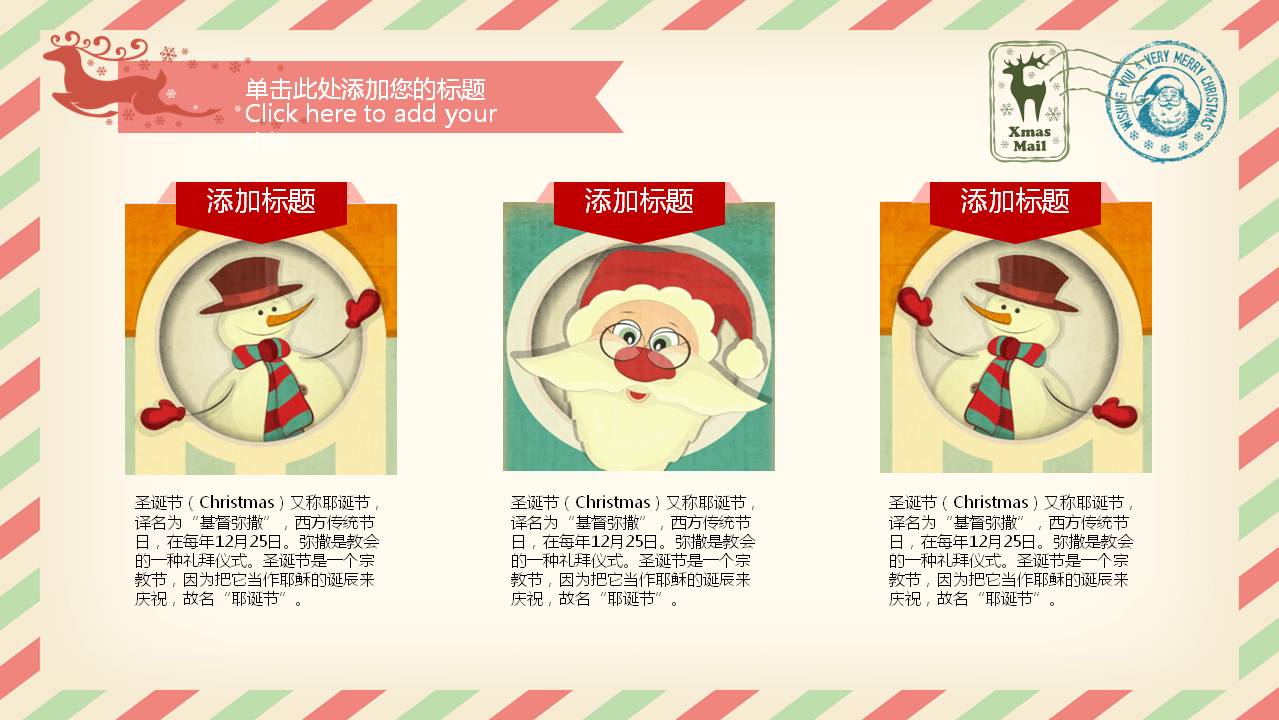 圣诞节的复古类型ppt模板