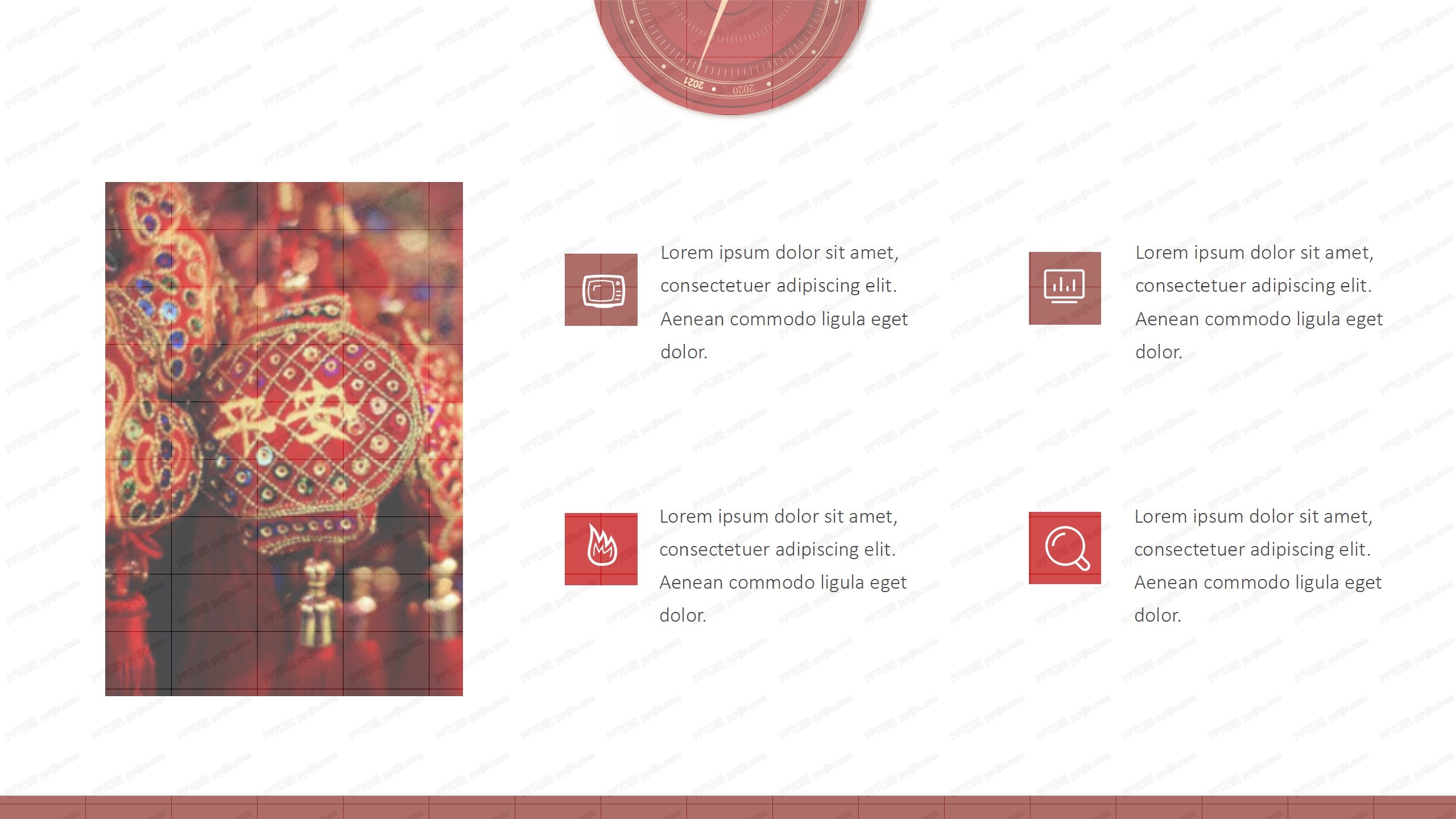 2021时钟商务红工作计划通用ppt模板
