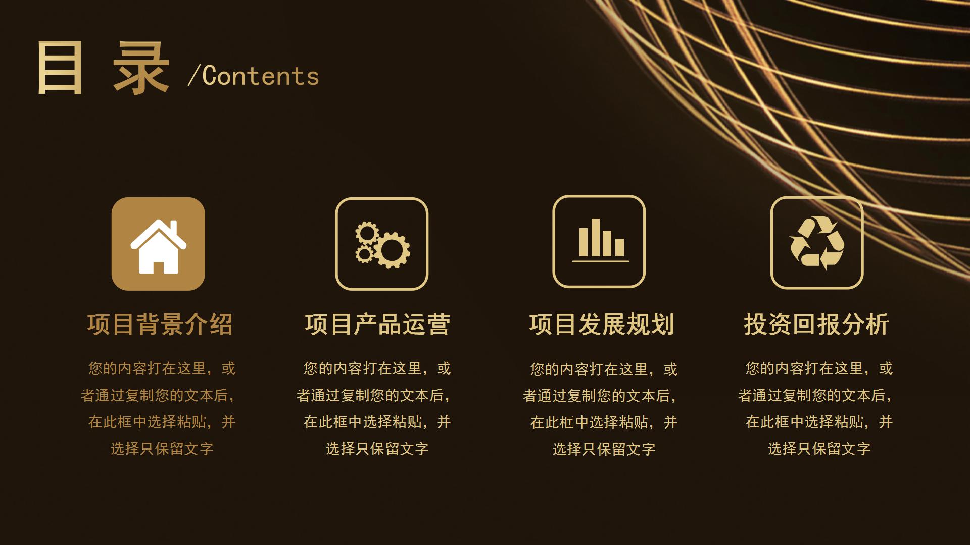 黑金高端创新创业计划书ppt模板