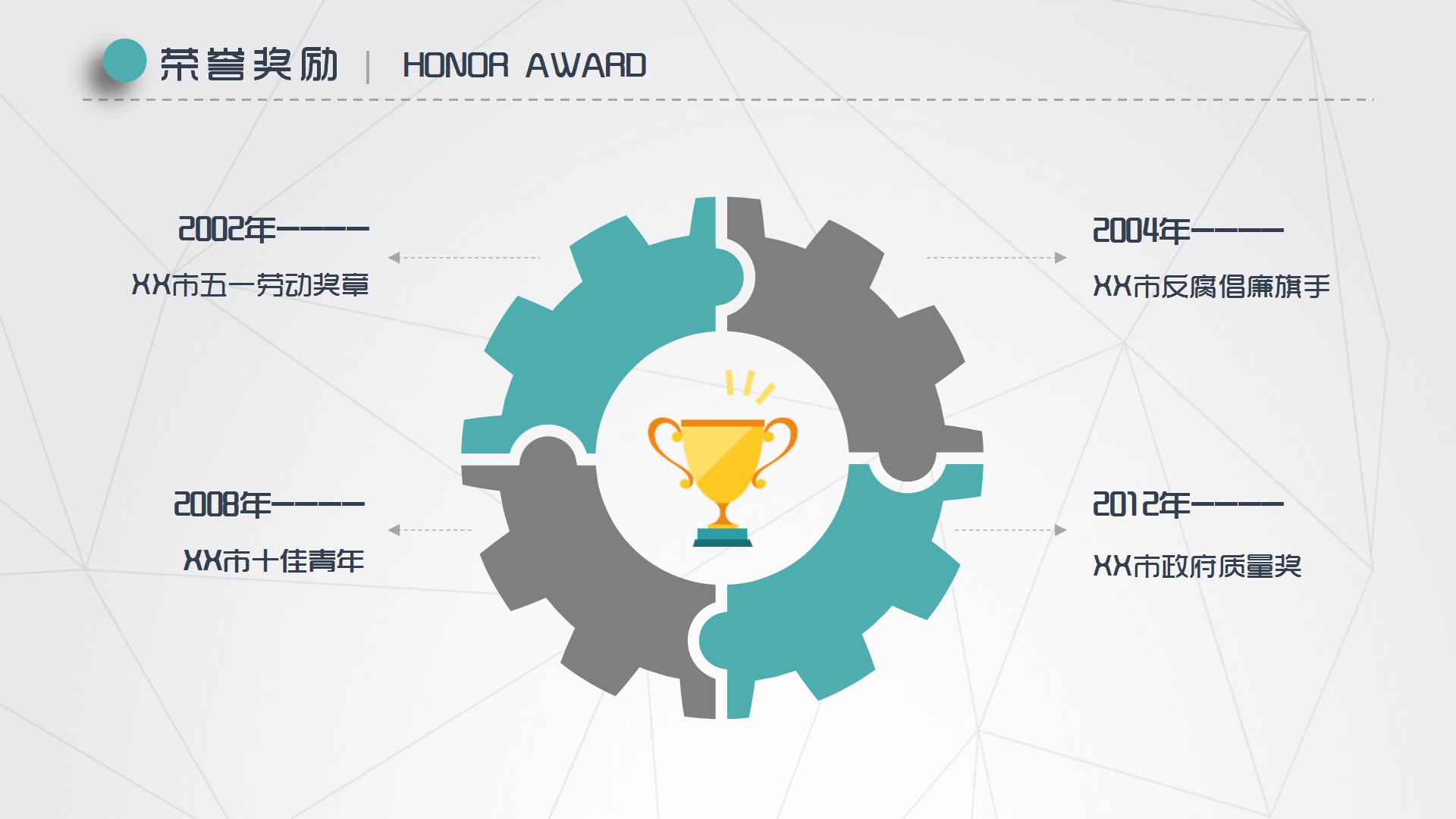 雅致绿灰色的个人简历ppt模板