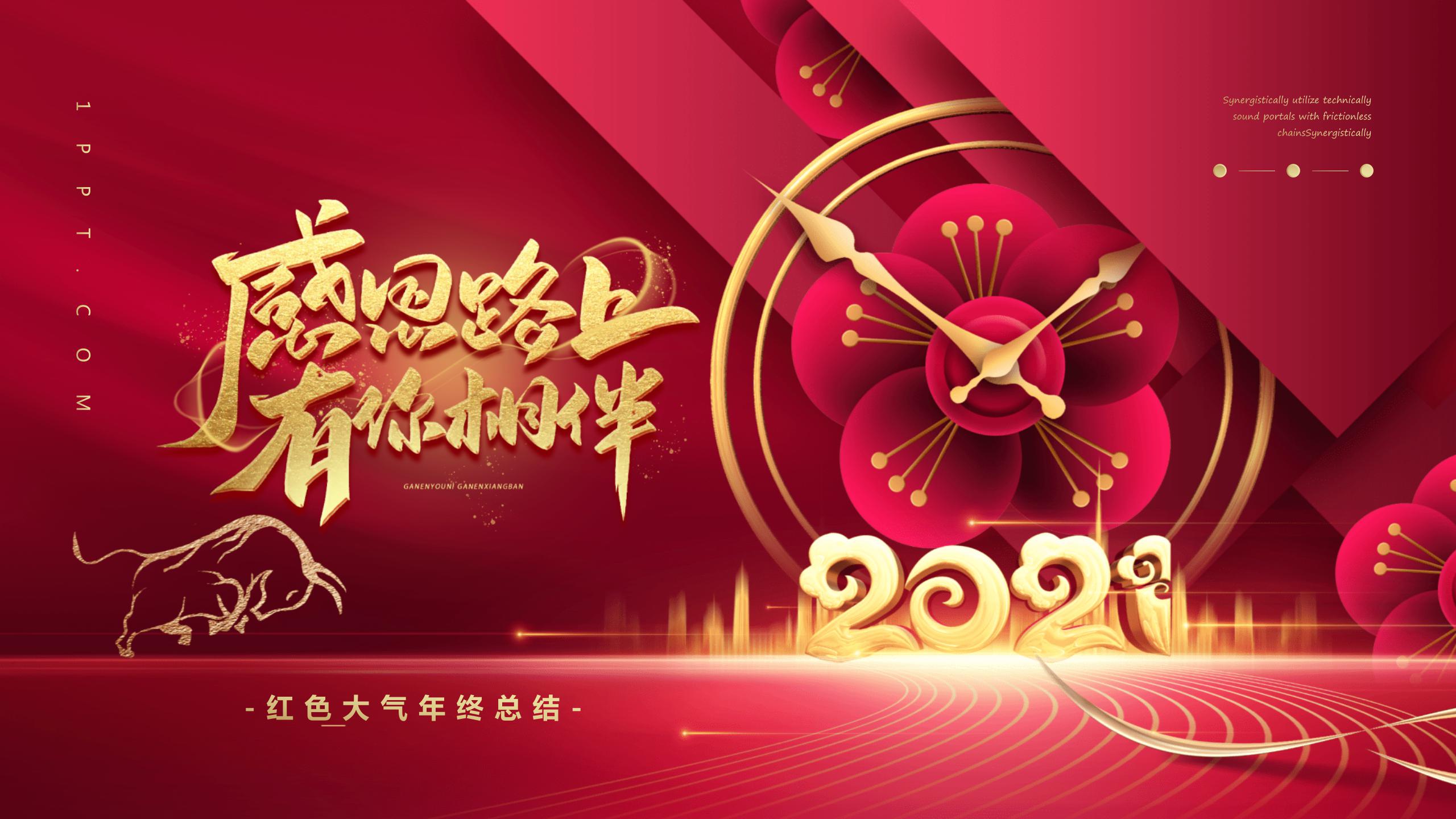 你好，牛年年会ppt模板