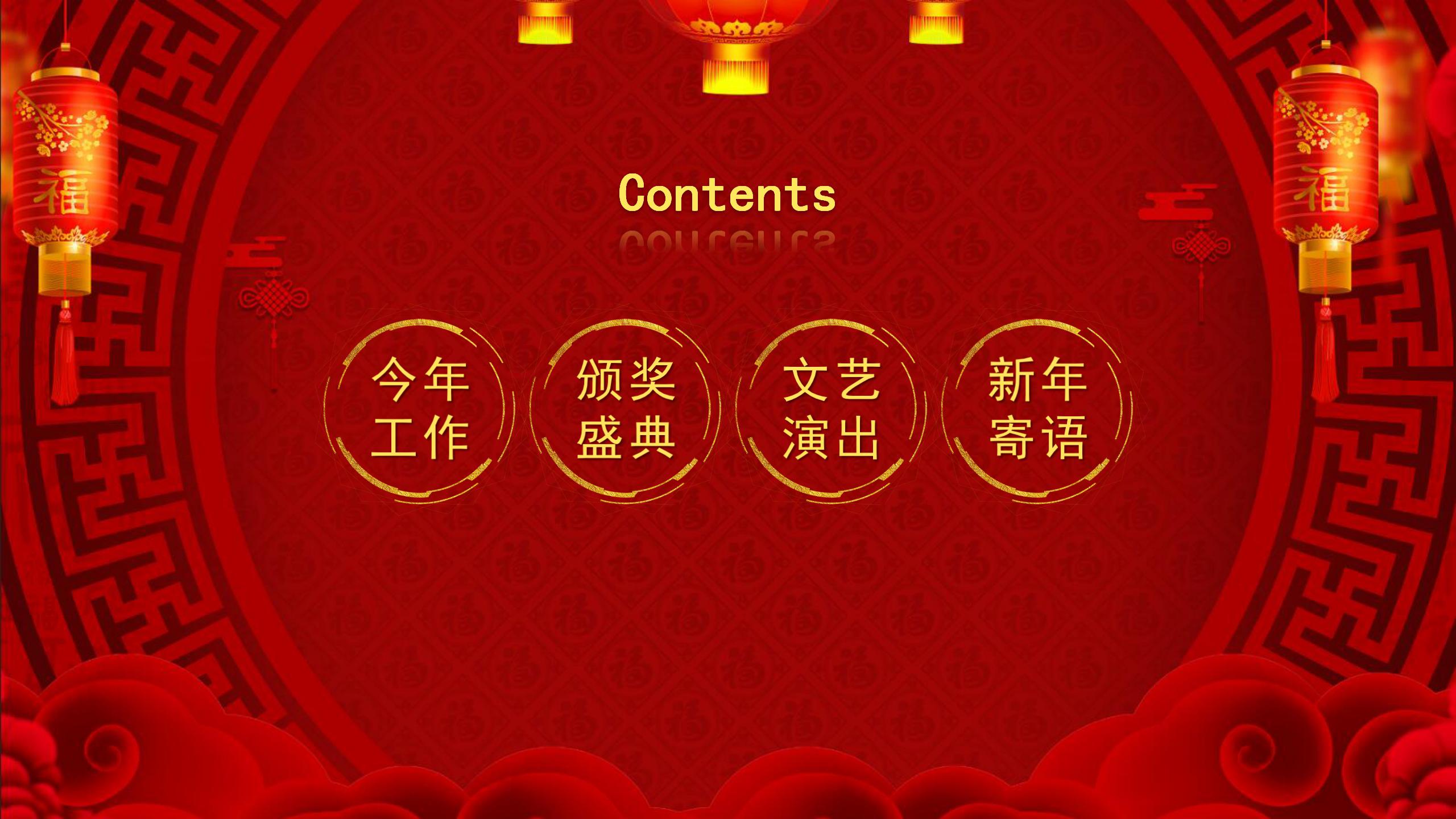 2019工作总结年会活动新年贺词ppt模版