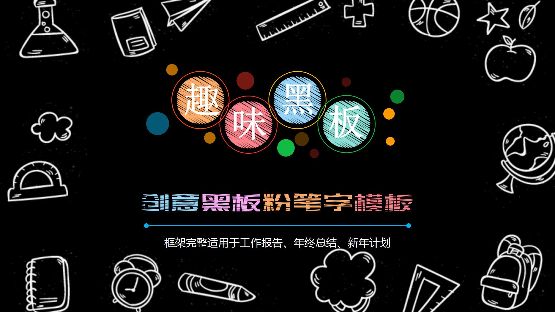 创意黑板粉笔字教学计划通用ppt模板