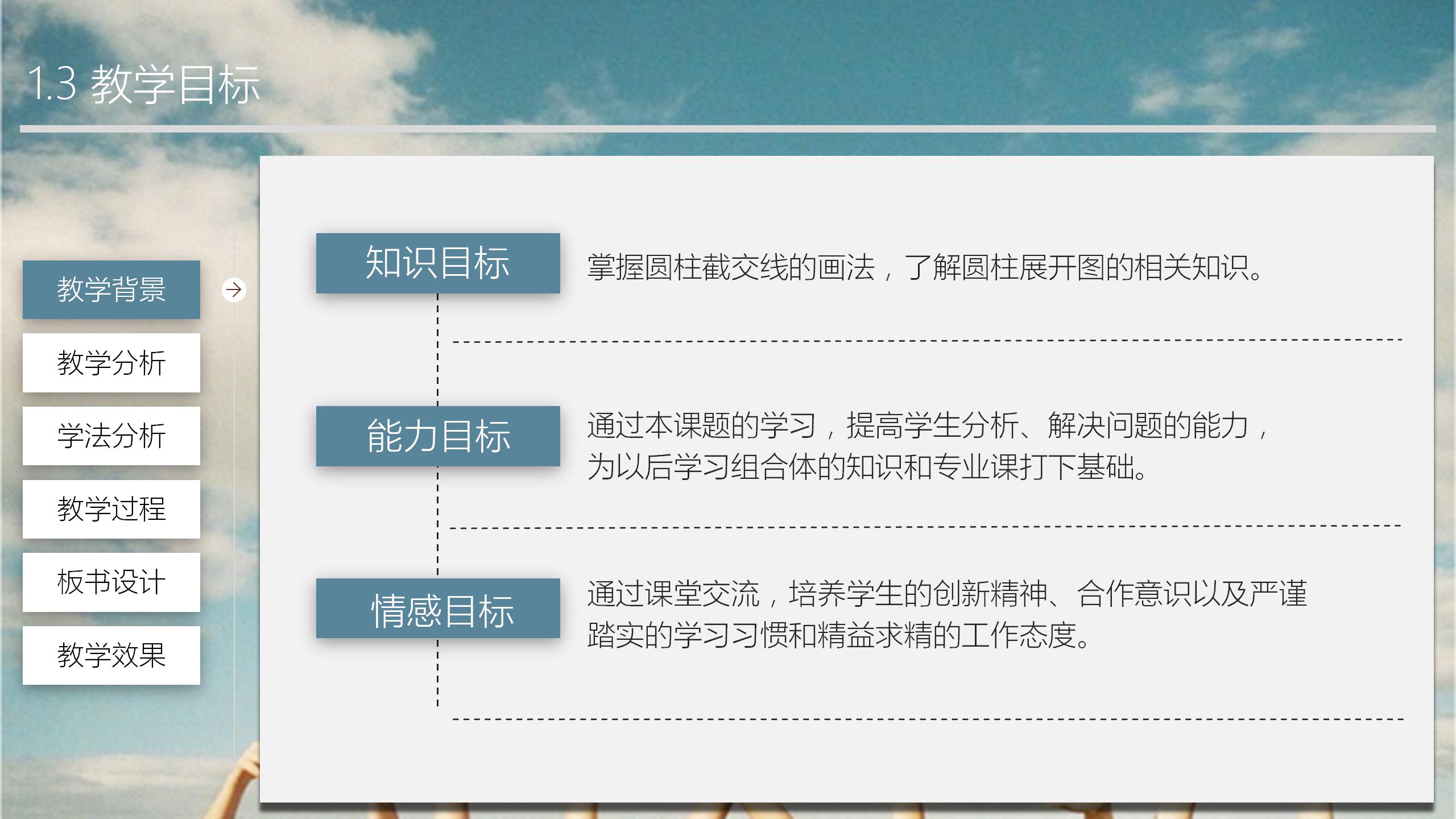 蔚蓝天空背景教师说课通用ppt模板