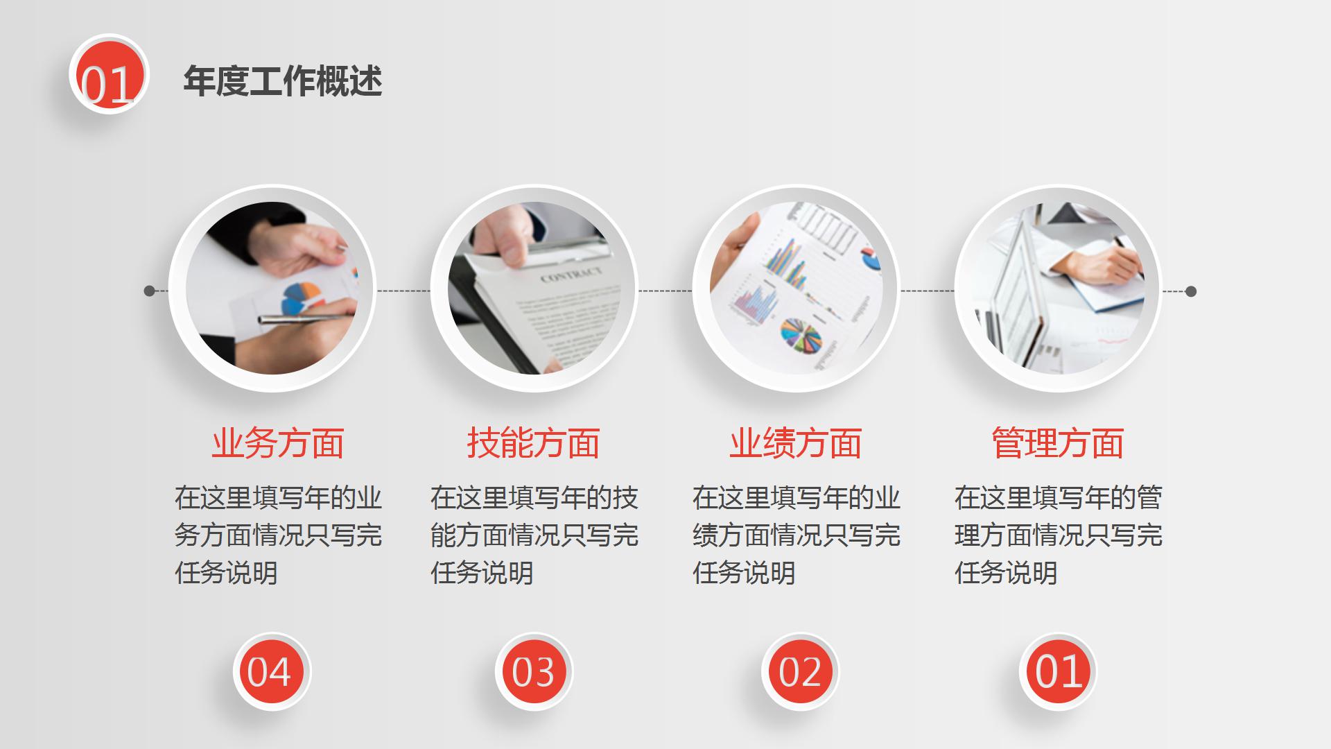 红色的简约微粒体工作总结ppt模板