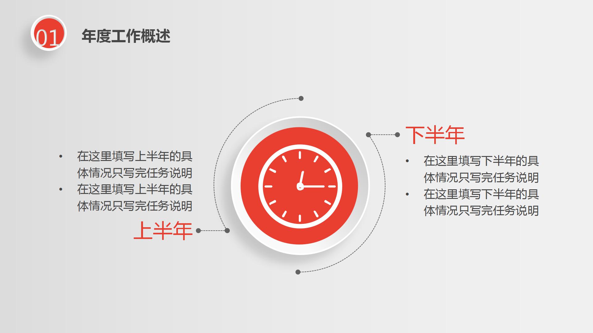 红色的简约微粒体工作总结ppt模板