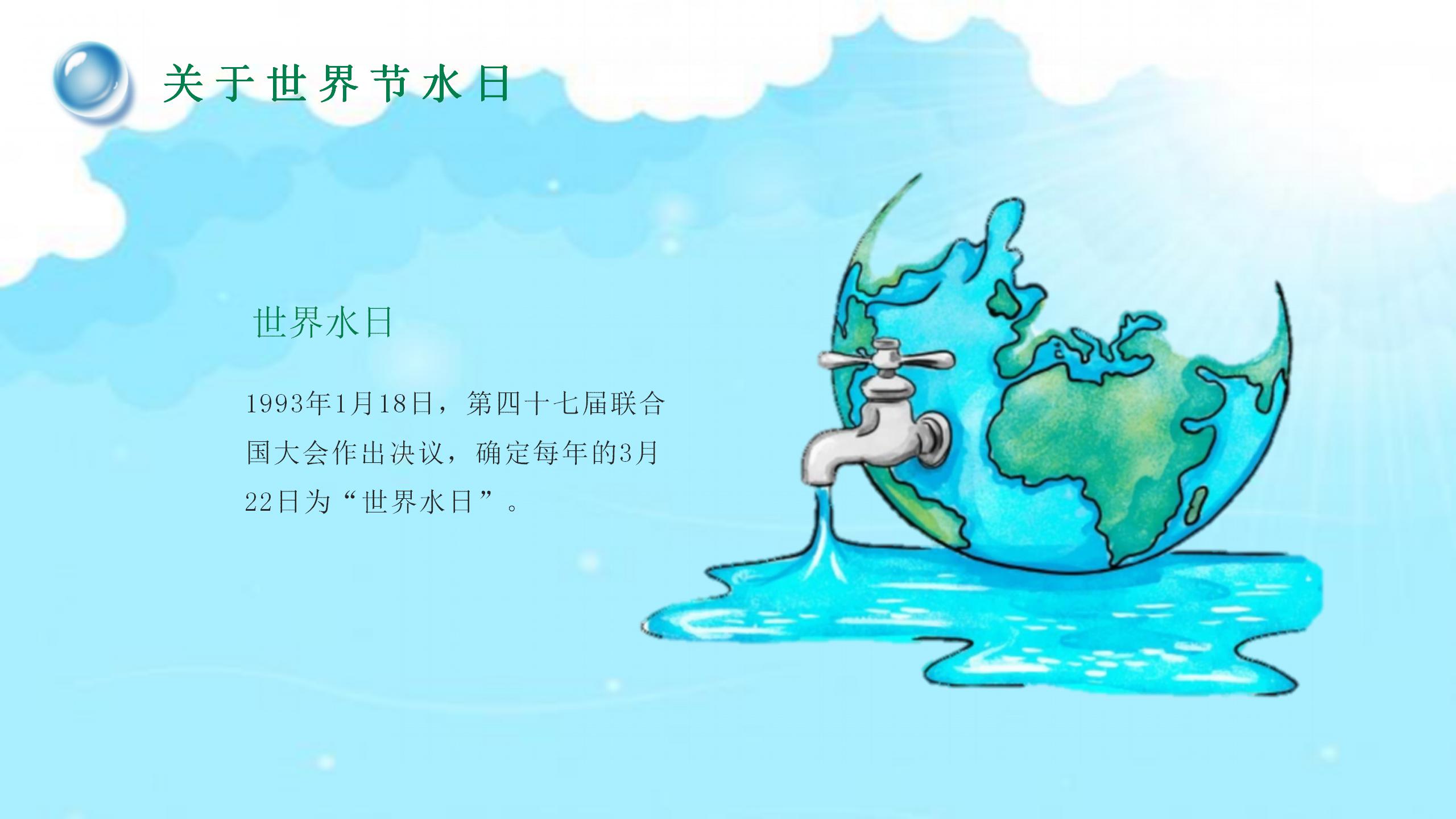 地球上世界水日主题的ppt模板