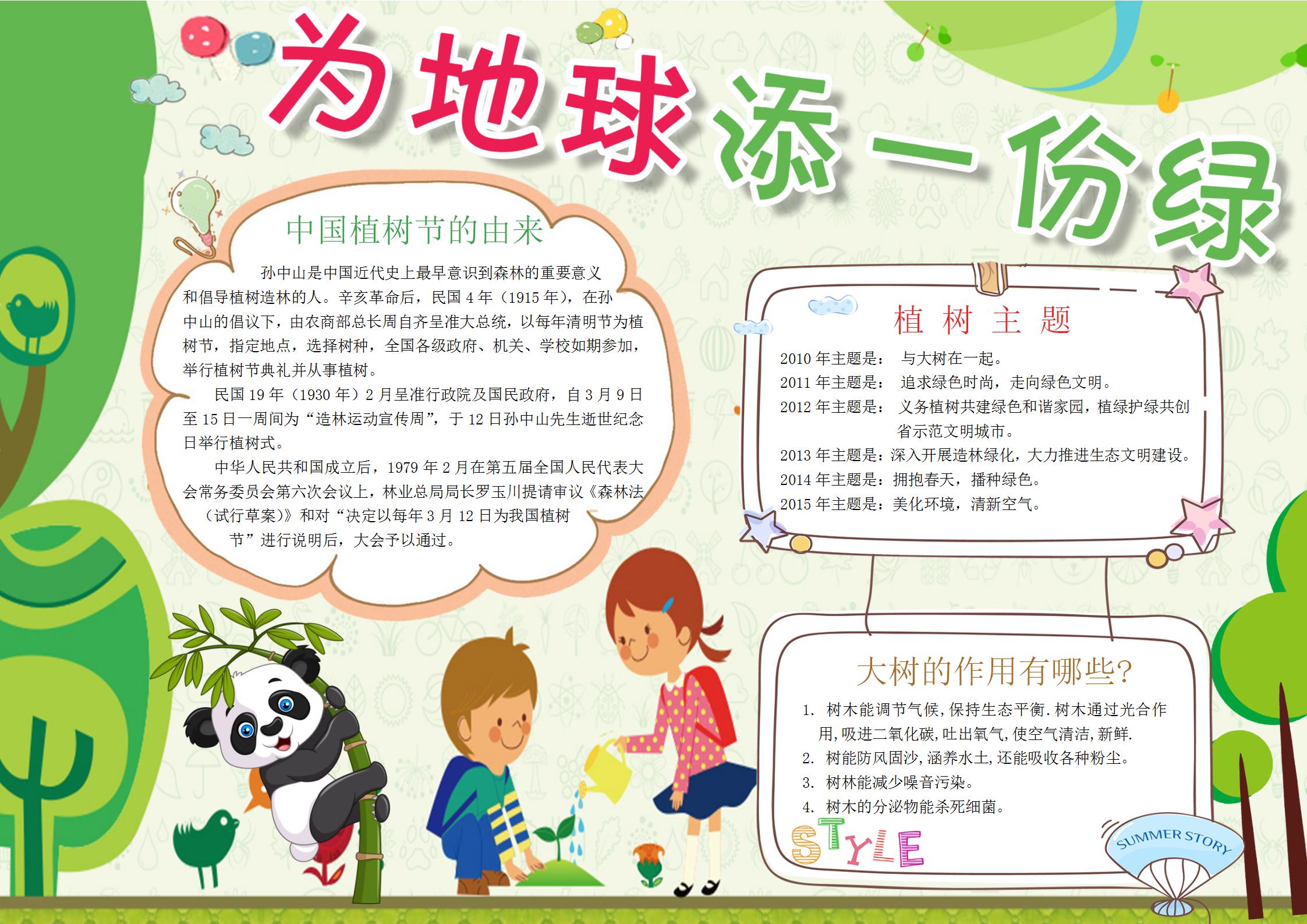 植树节小报
