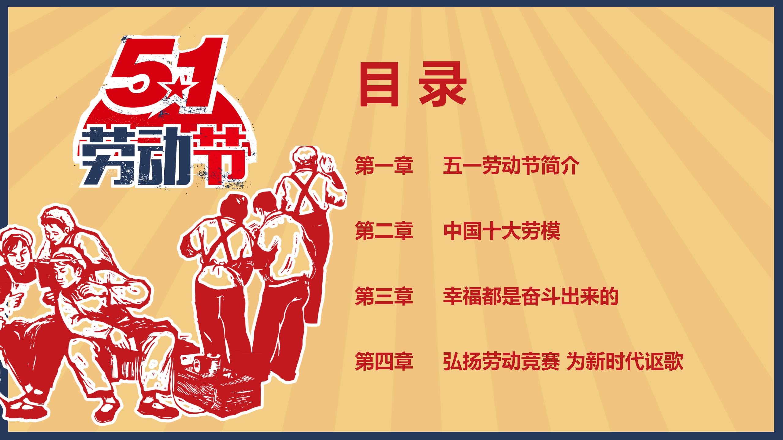 创意复古五一劳动节ppt模板