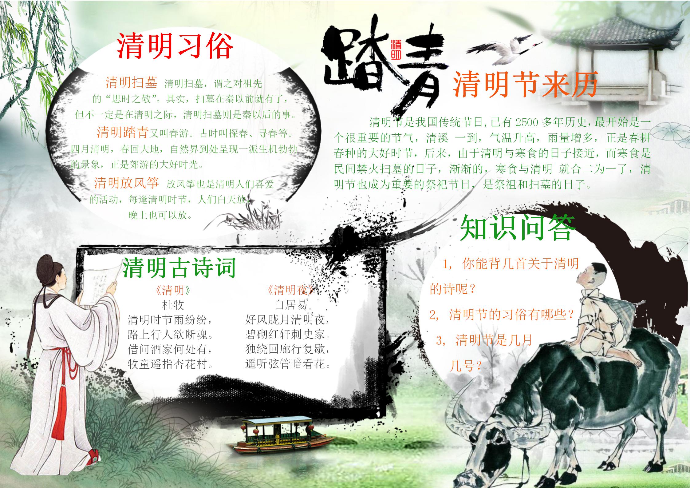 清明踏青手抄报小报