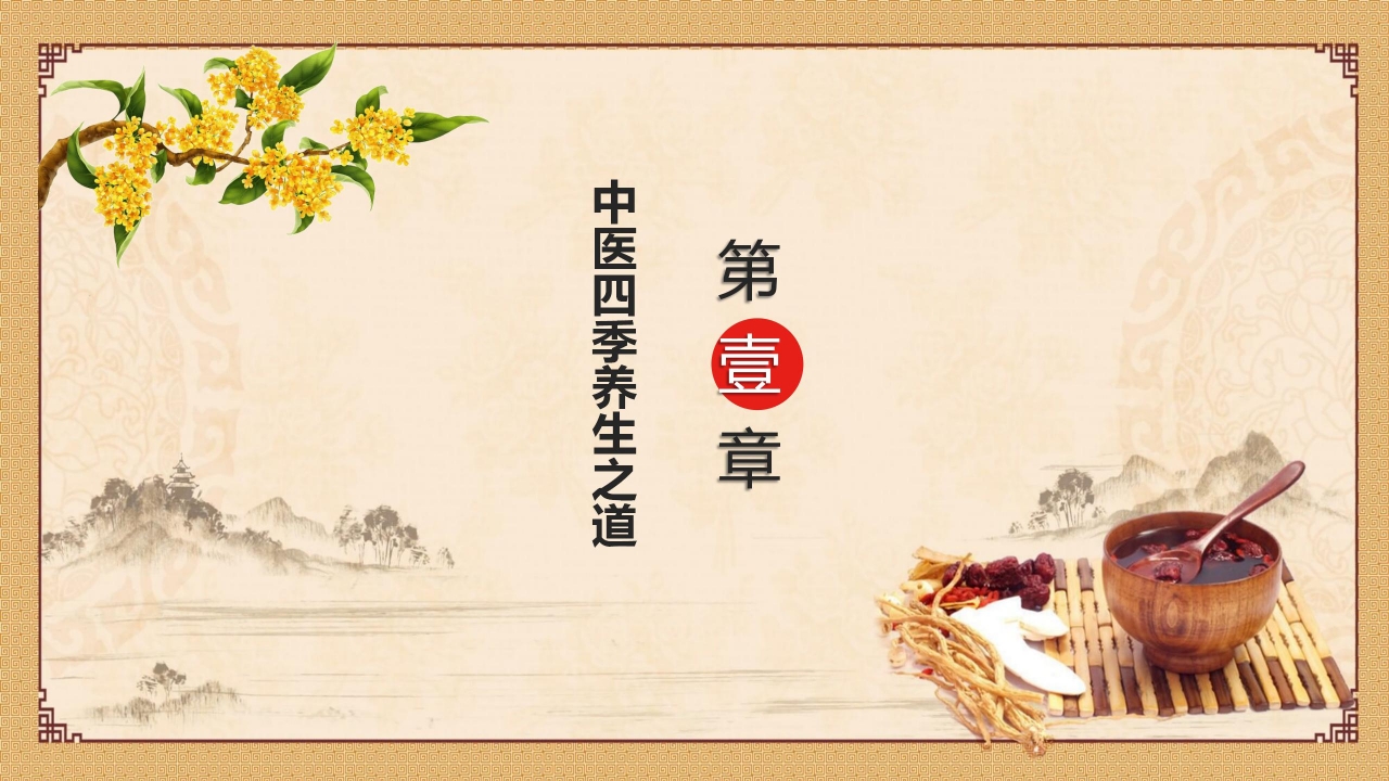 简洁质朴素雅风格养生ppt模板