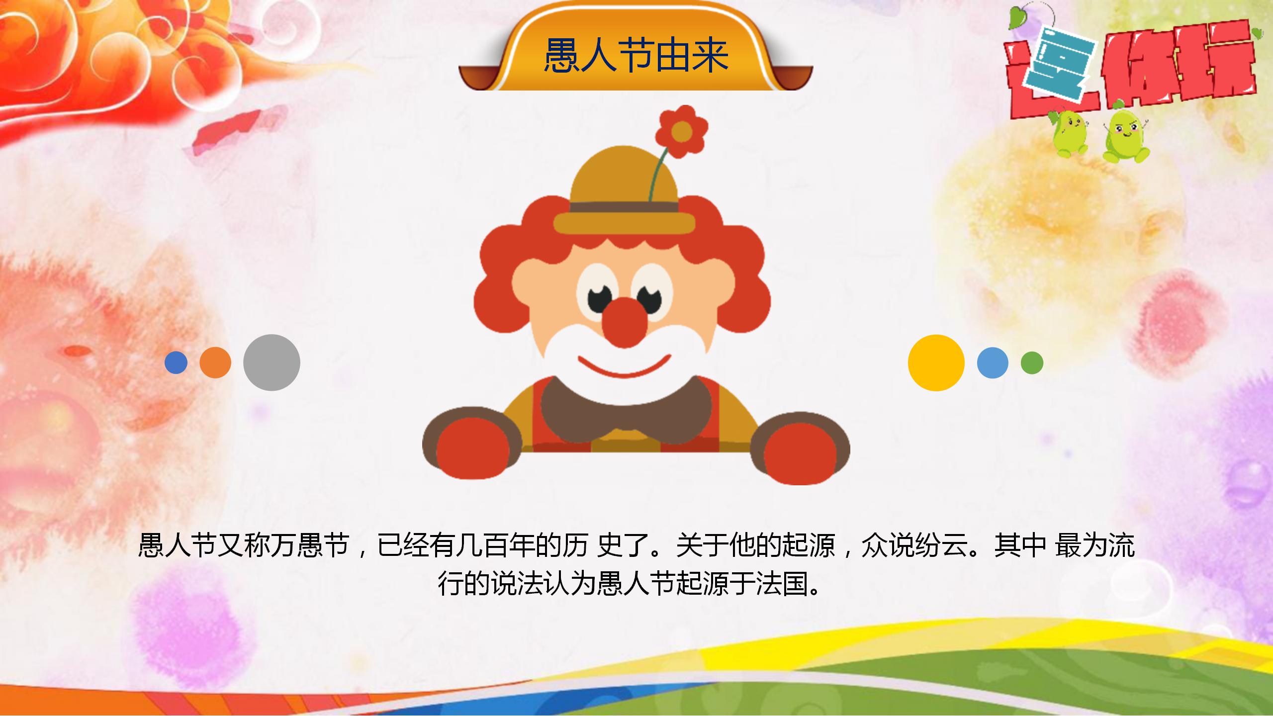 简约可爱小丑愚人节ppt模板