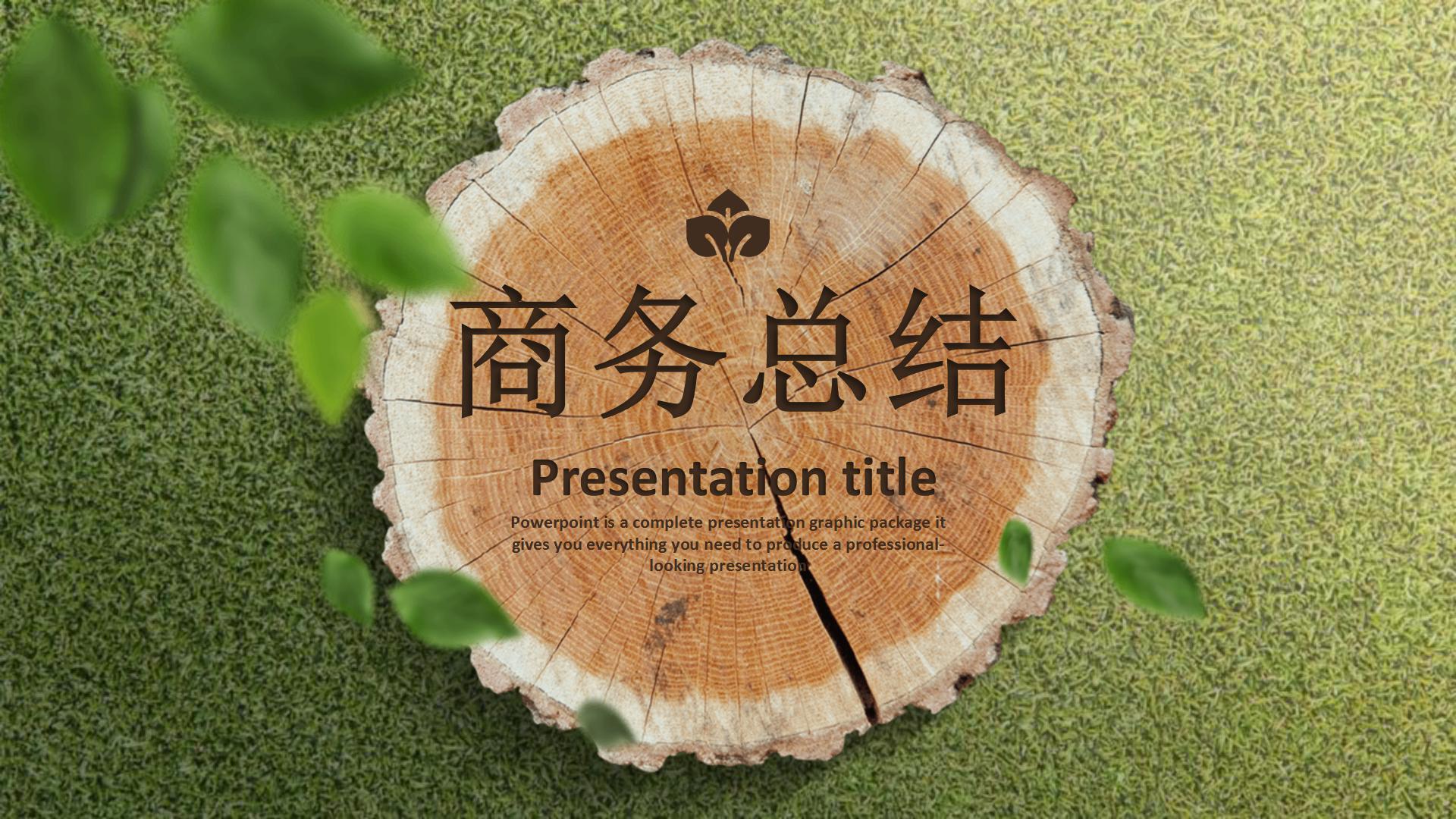 木纹背景休闲商务总结ppt模板