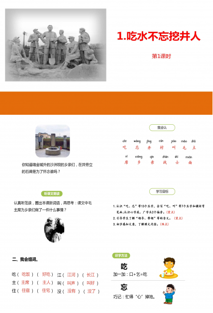 吃水不忘挖井人课件ppt模板 