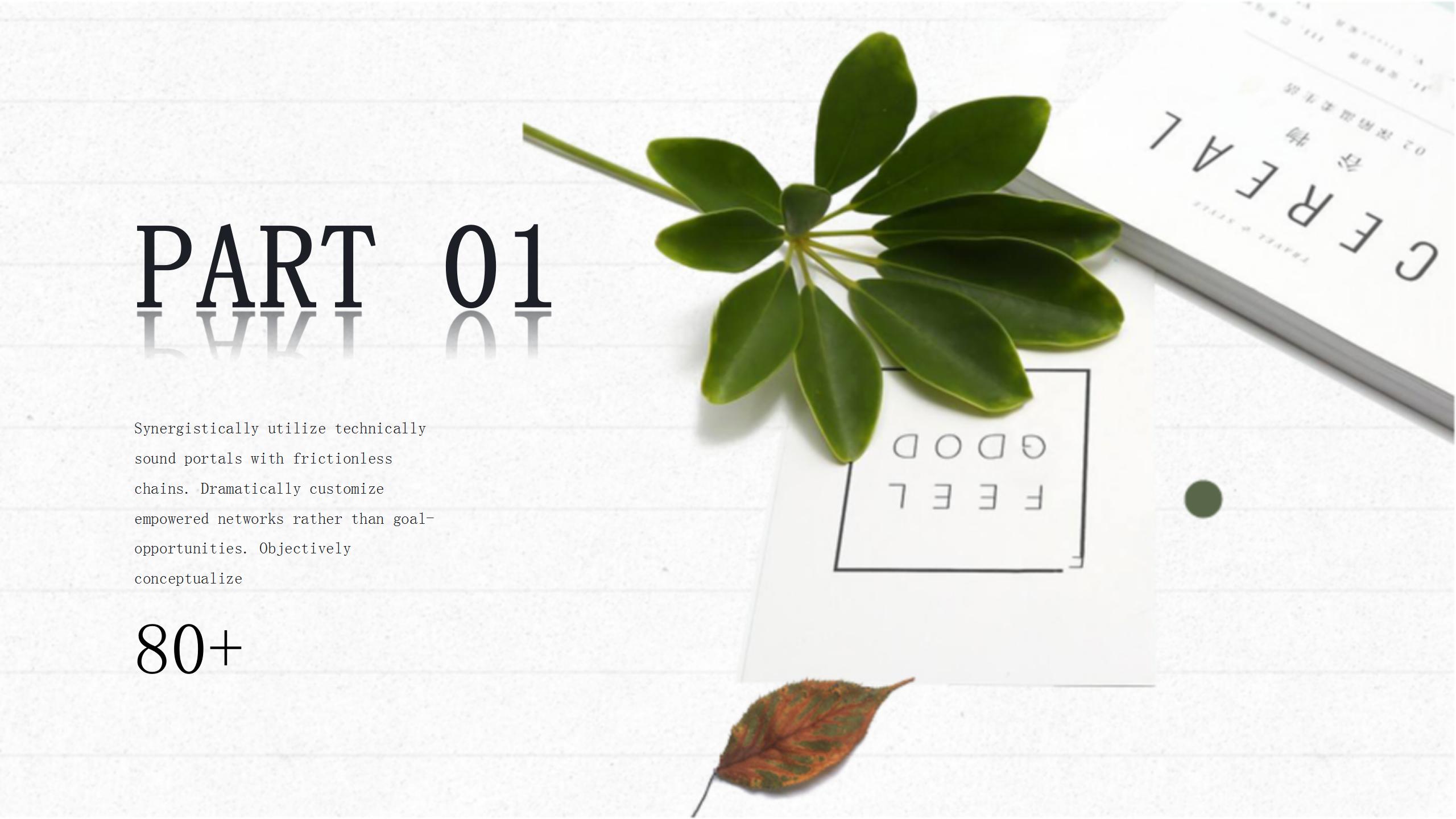 绿色叶子读书报告ppt模板