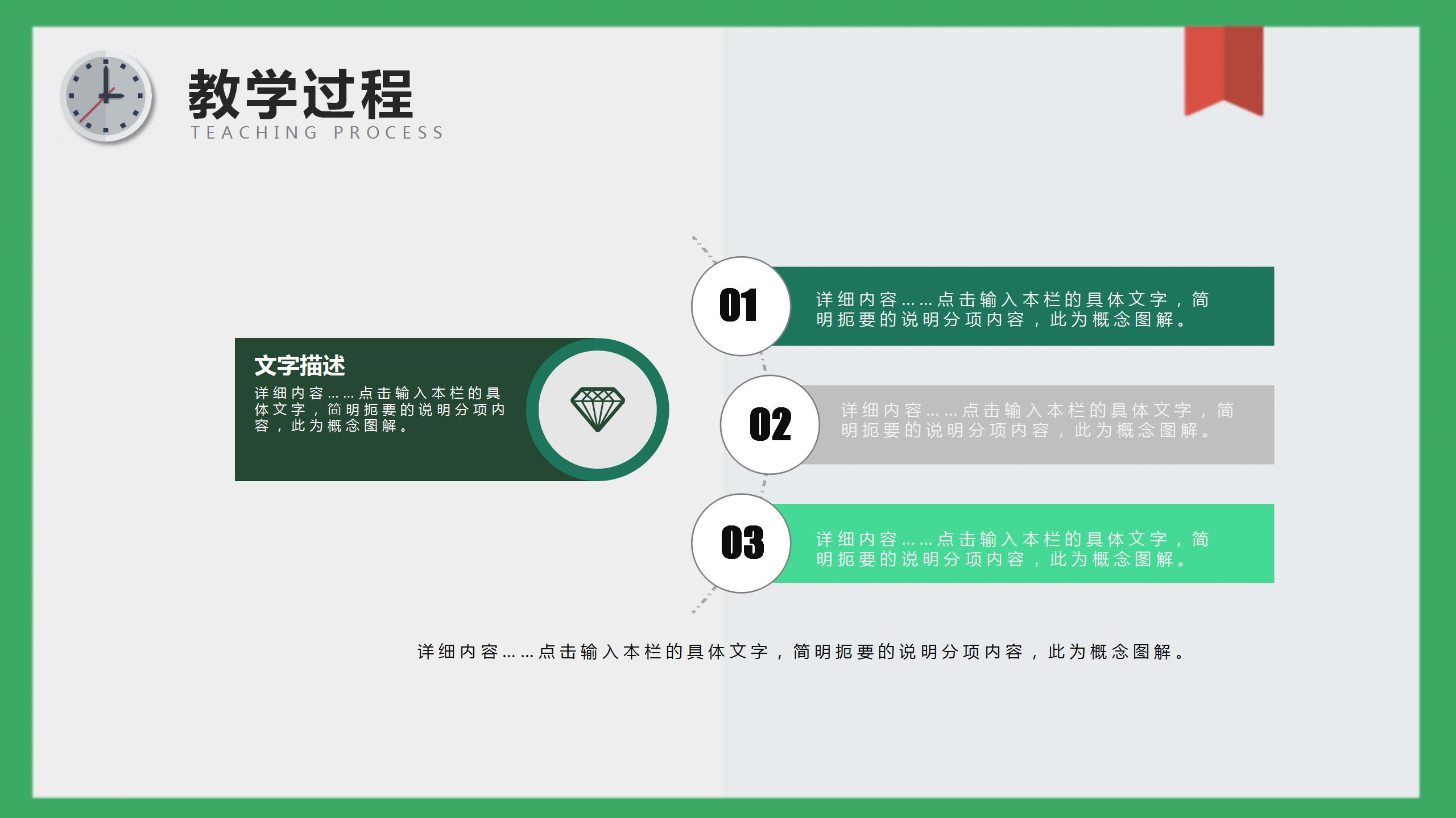 绿色简约教师说课通用ppt模板