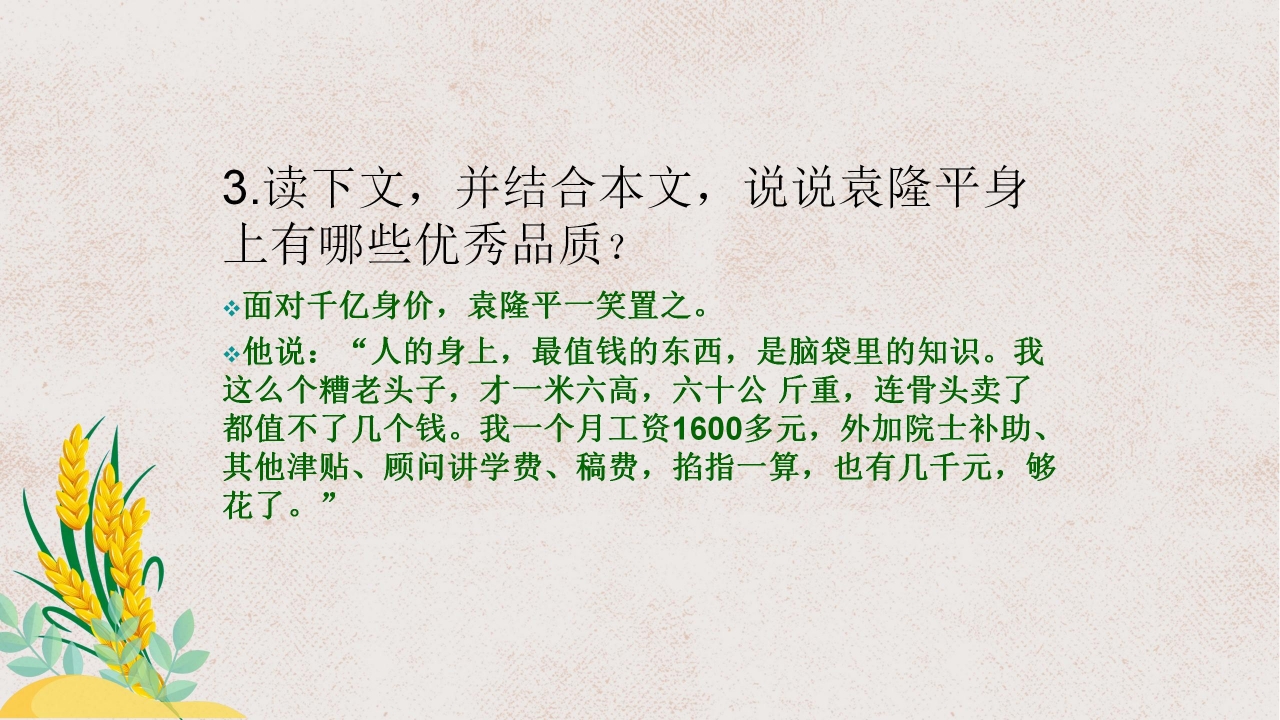 杂交水稻之父袁隆平ppt课件模板
