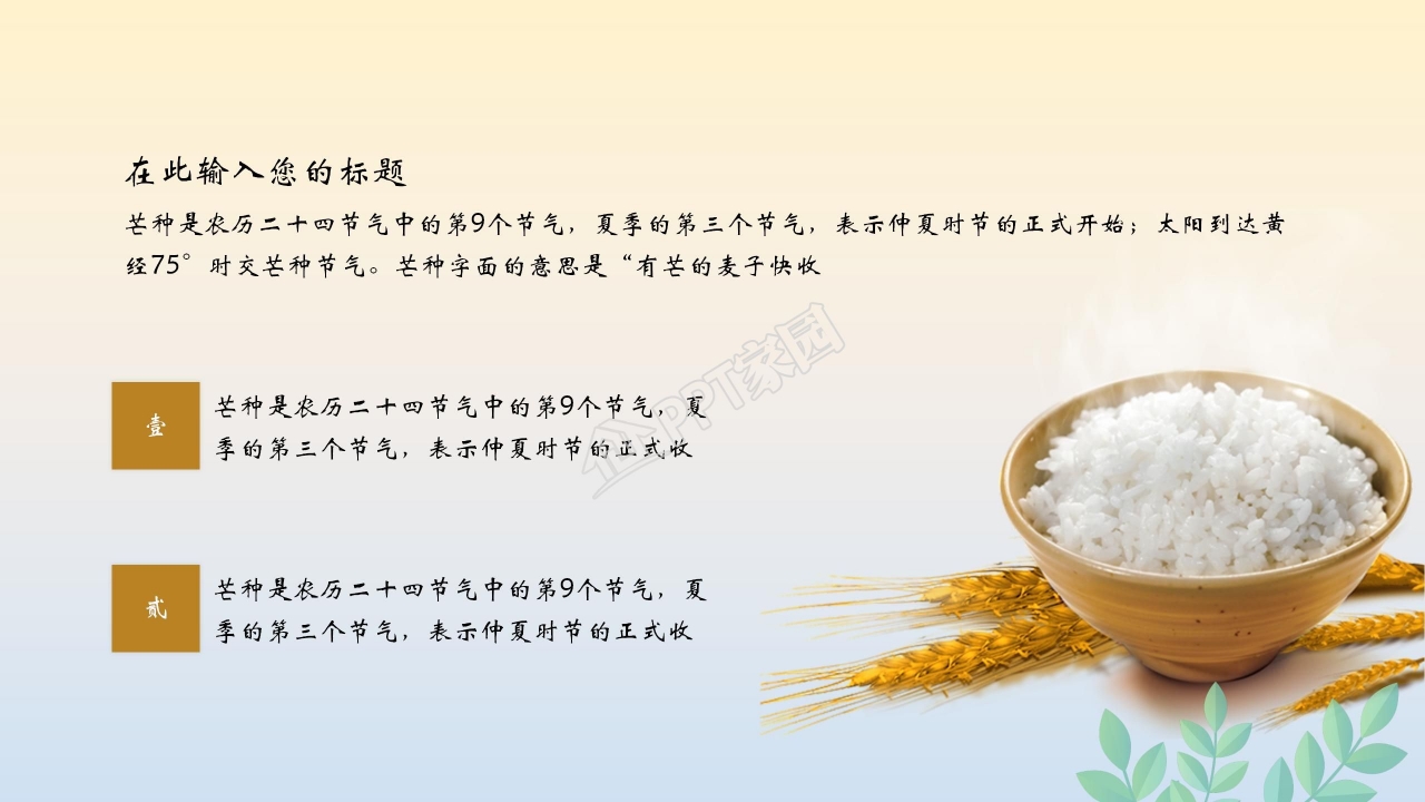 简约风二十四节气芒种通用ppt模板