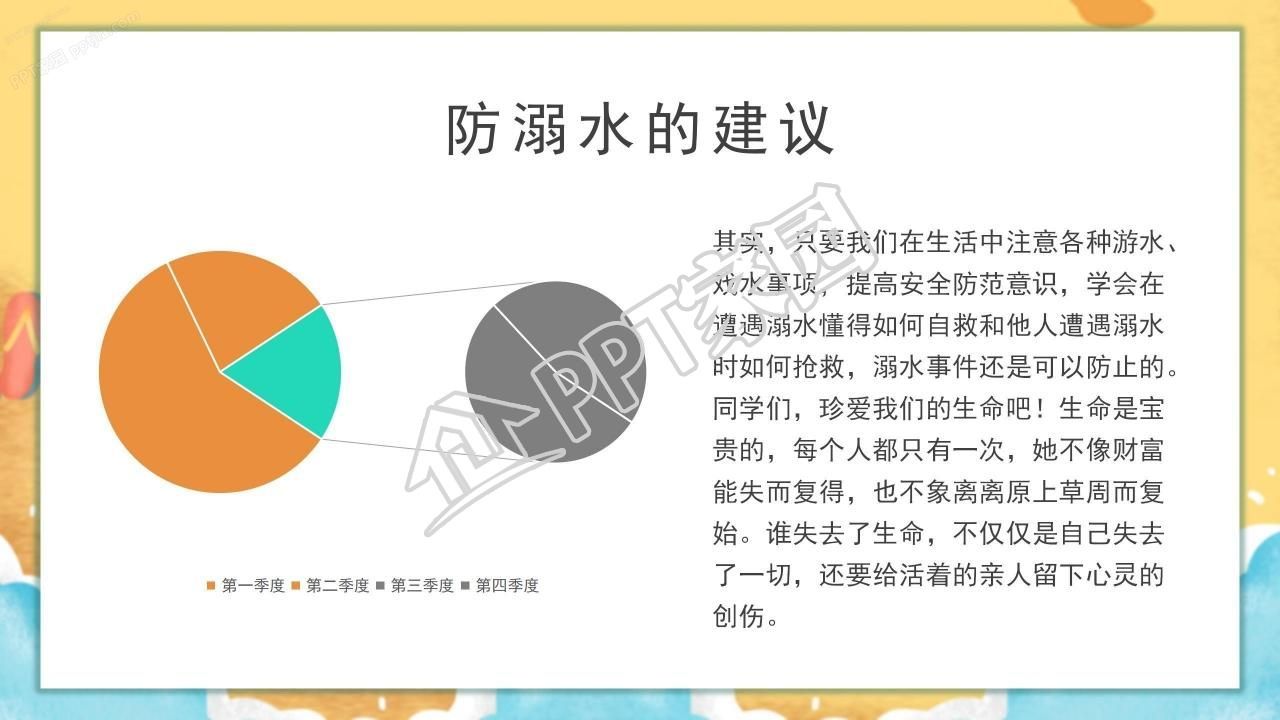 可爱卡通夏季幼儿园防溺水安全教育ppt模板