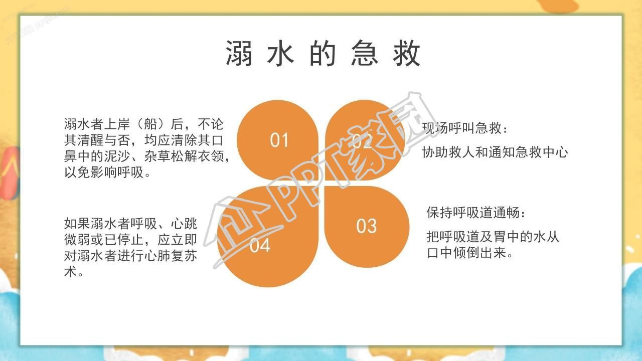 可爱卡通夏季幼儿园防溺水安全教育ppt模板