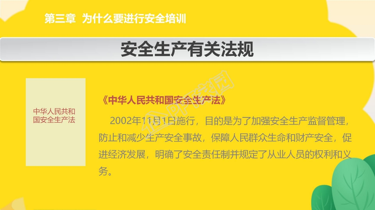 卡通安全生产科普培训ppt课件模板