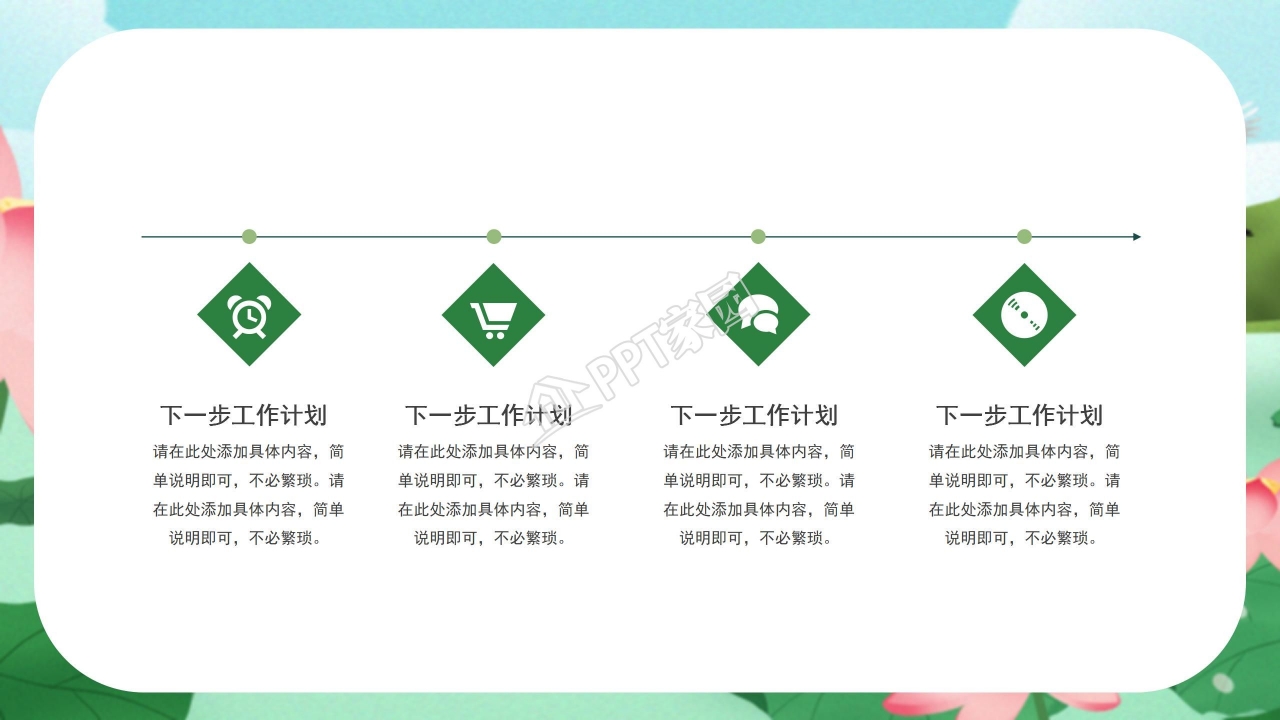 清新淡雅大暑主题工作总结汇报ppt模板