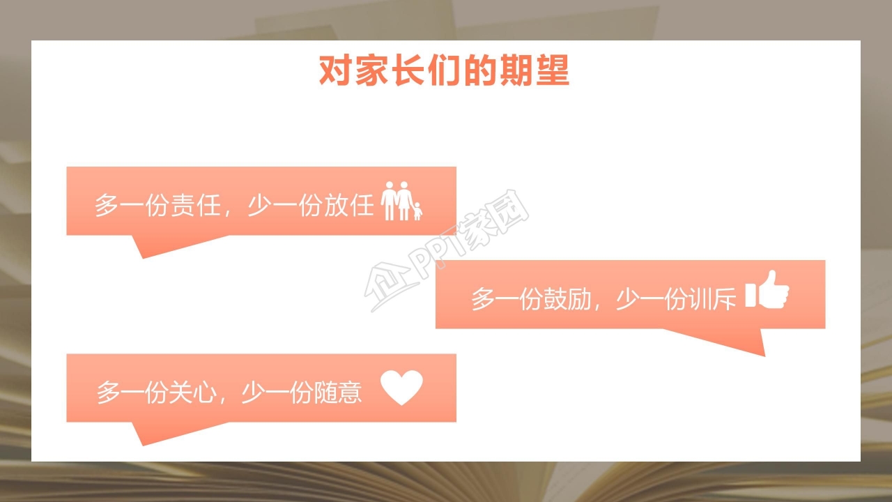 橙色背景家长会ppt