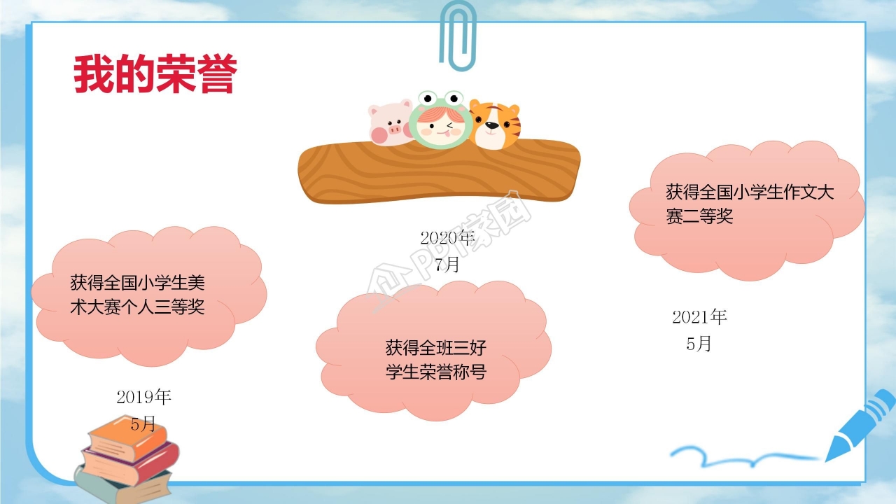 蓝色卡通大队委竞选自我介绍ppt模板