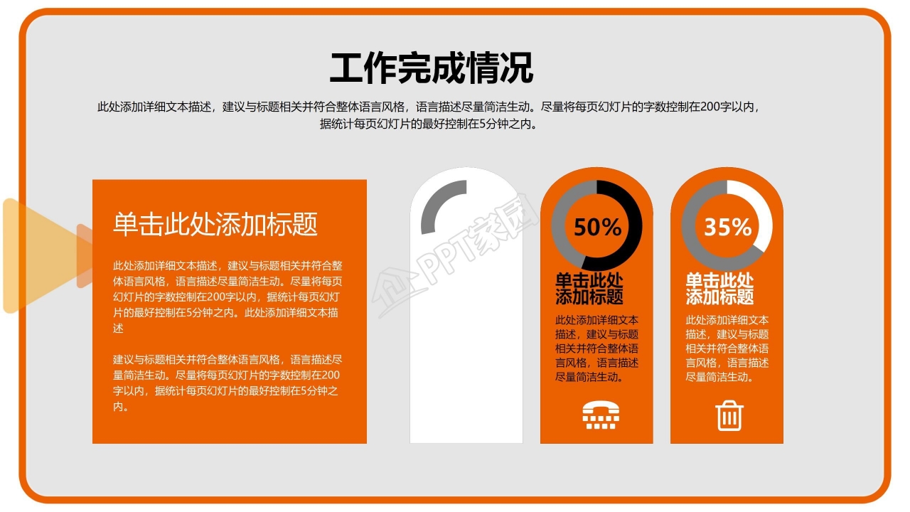 简约桔色系工作汇报总结ppt模板