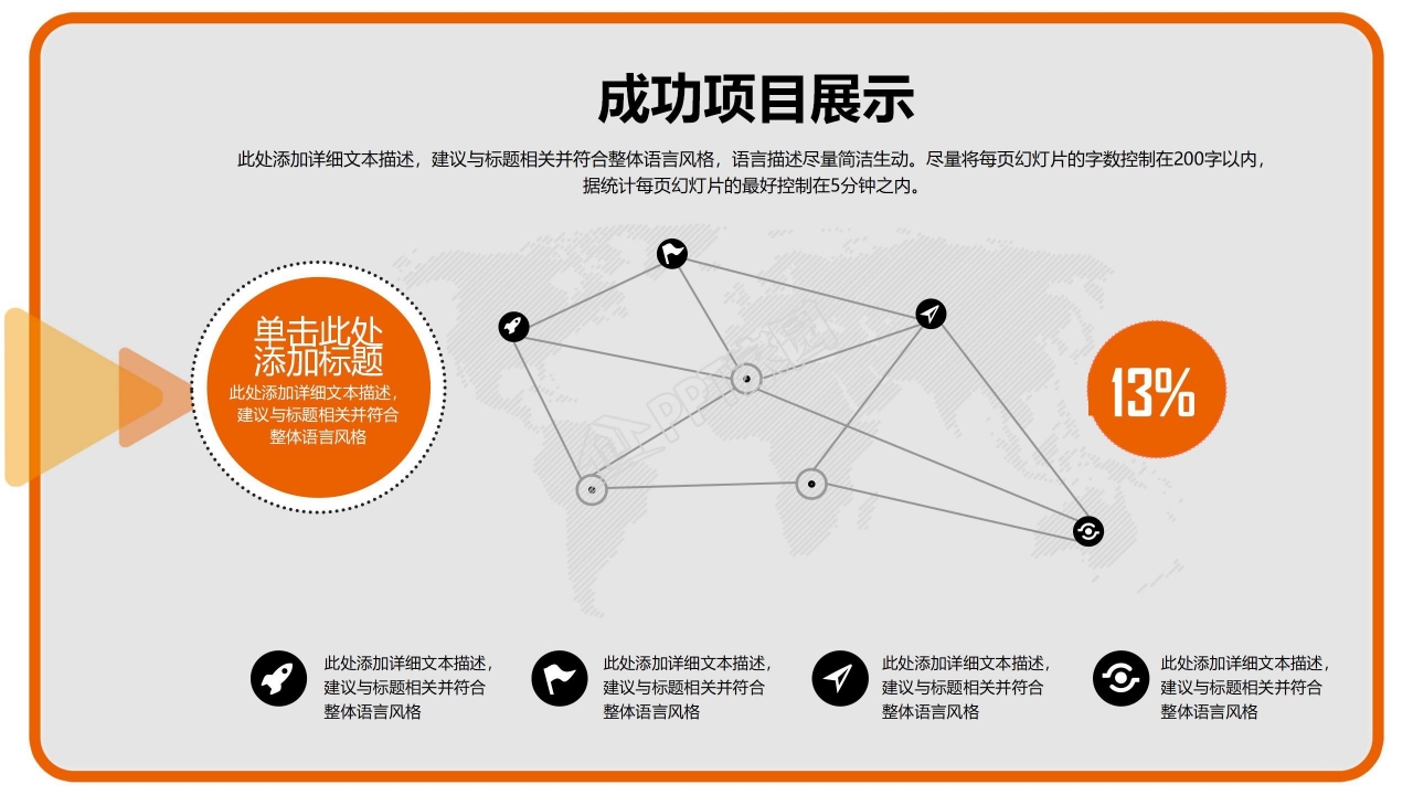 简约桔色系工作汇报总结ppt模板