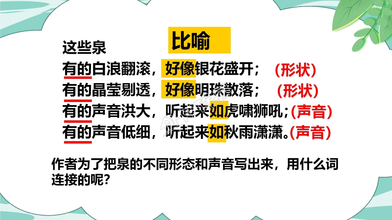 人教版小学四年级语文泉城课件ppt模板