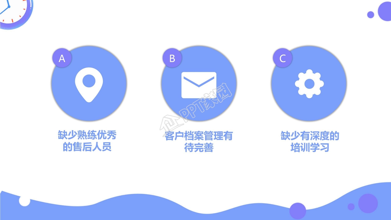 蓝色时钟背景工作回顾总结ppt模板