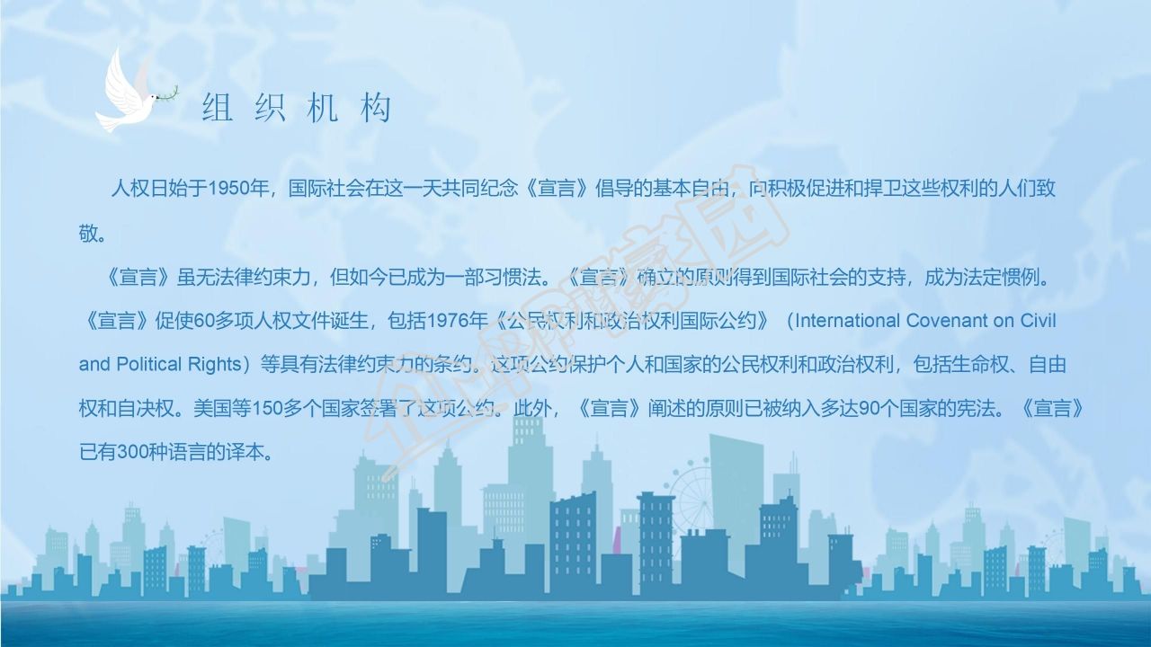 卡通世界人权日宣传教育活动策划ppt模板