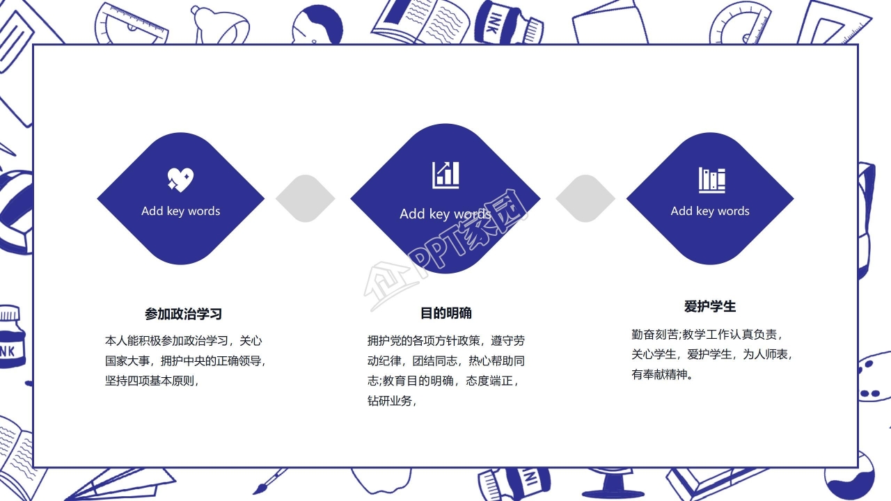 卡通手绘风教师工作汇报ppt模板