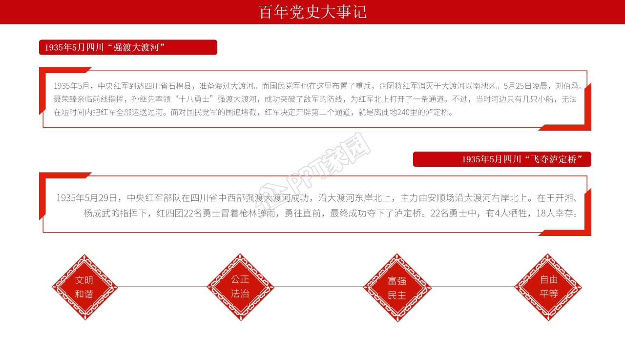 党史学习党史大事记教育学习ppt模板