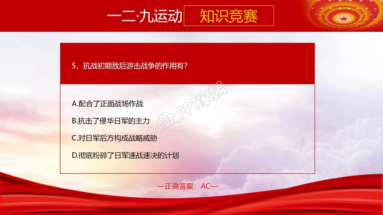 大学生一二九爱国运动知识竞赛ppt模板