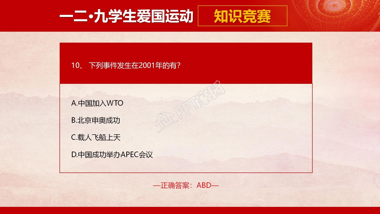 共青团一二九学生爱国运动知识竞赛ppt模板